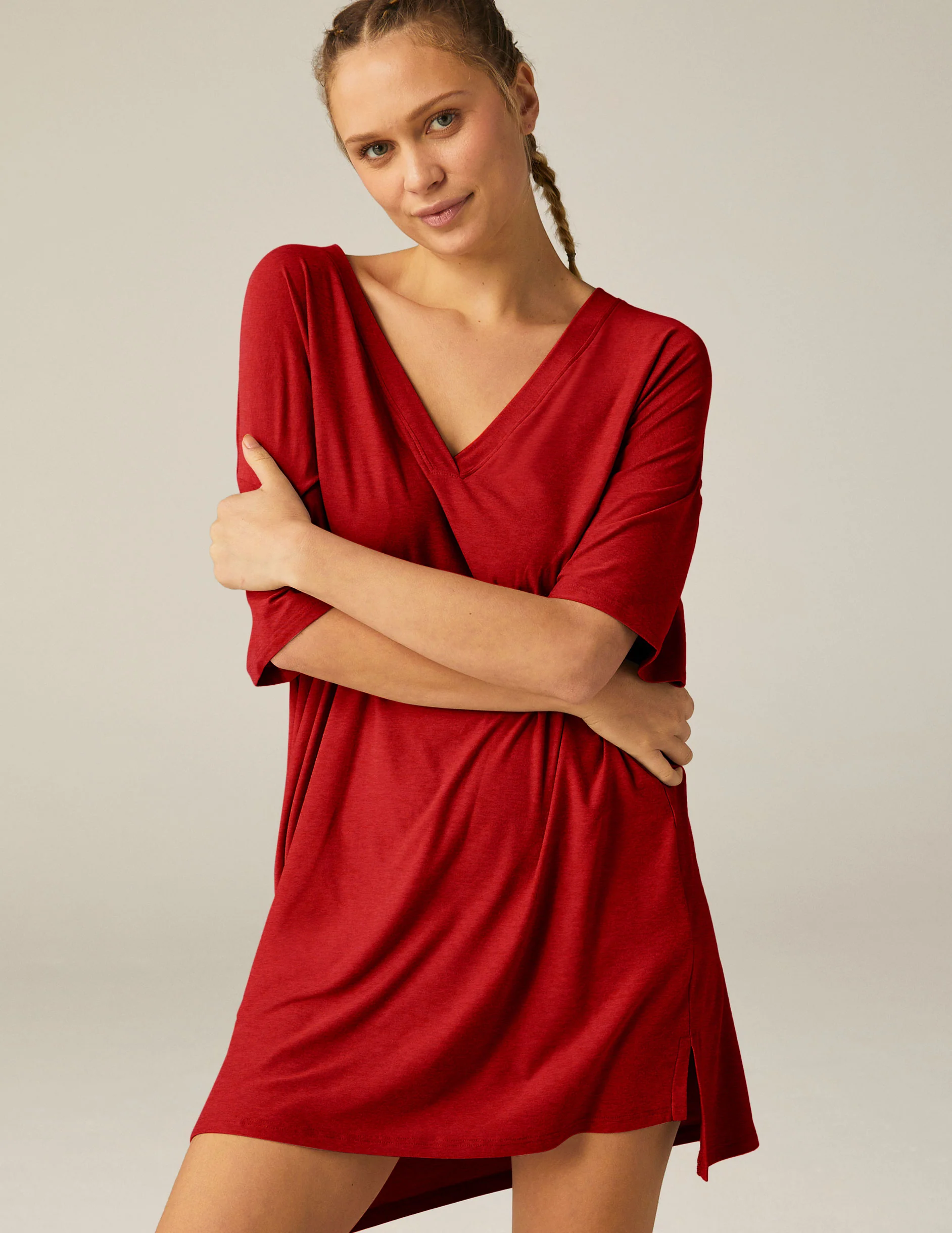 Featherweight V Rested Sleep Tee Dress - Onhollan