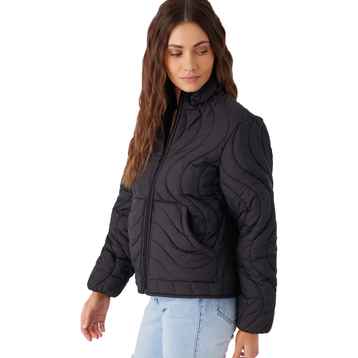 Women's Eden Nylon Wave Quilted Zip Jacket - Onhollan