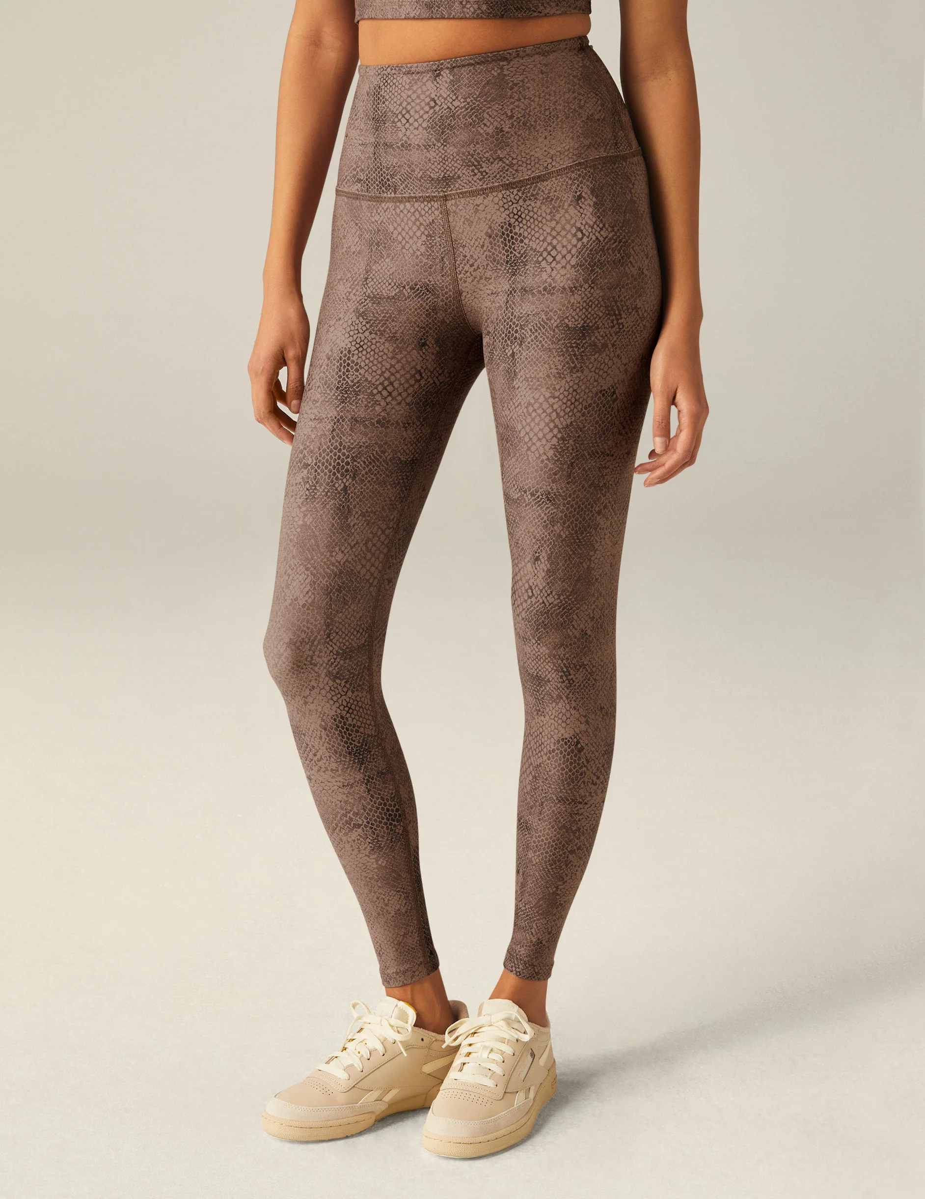 Neutral Snakeskin SoftMark High Waisted Midi Legging - Onhollan