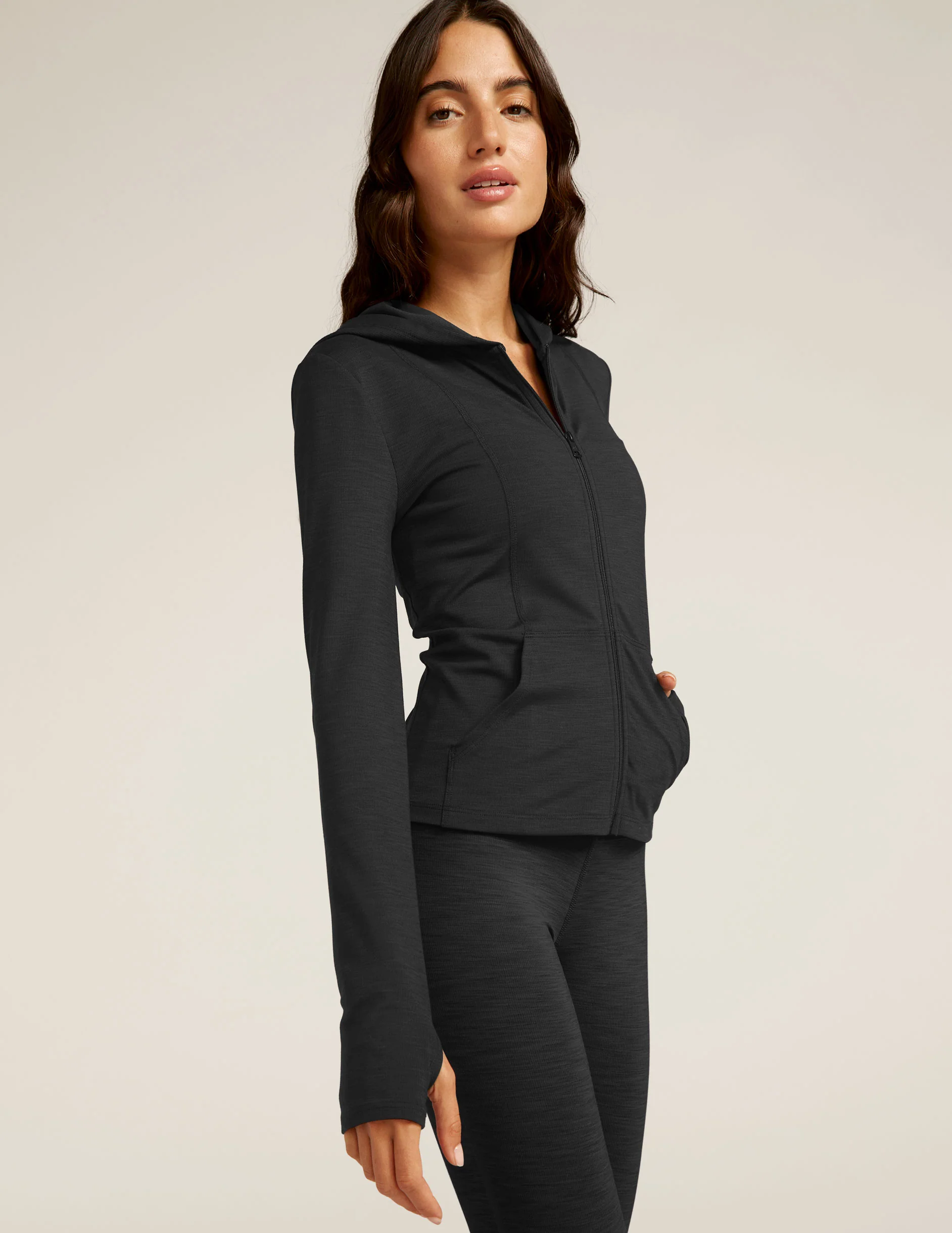 Heather Rib Morning Jog Hoodie - Onhollan