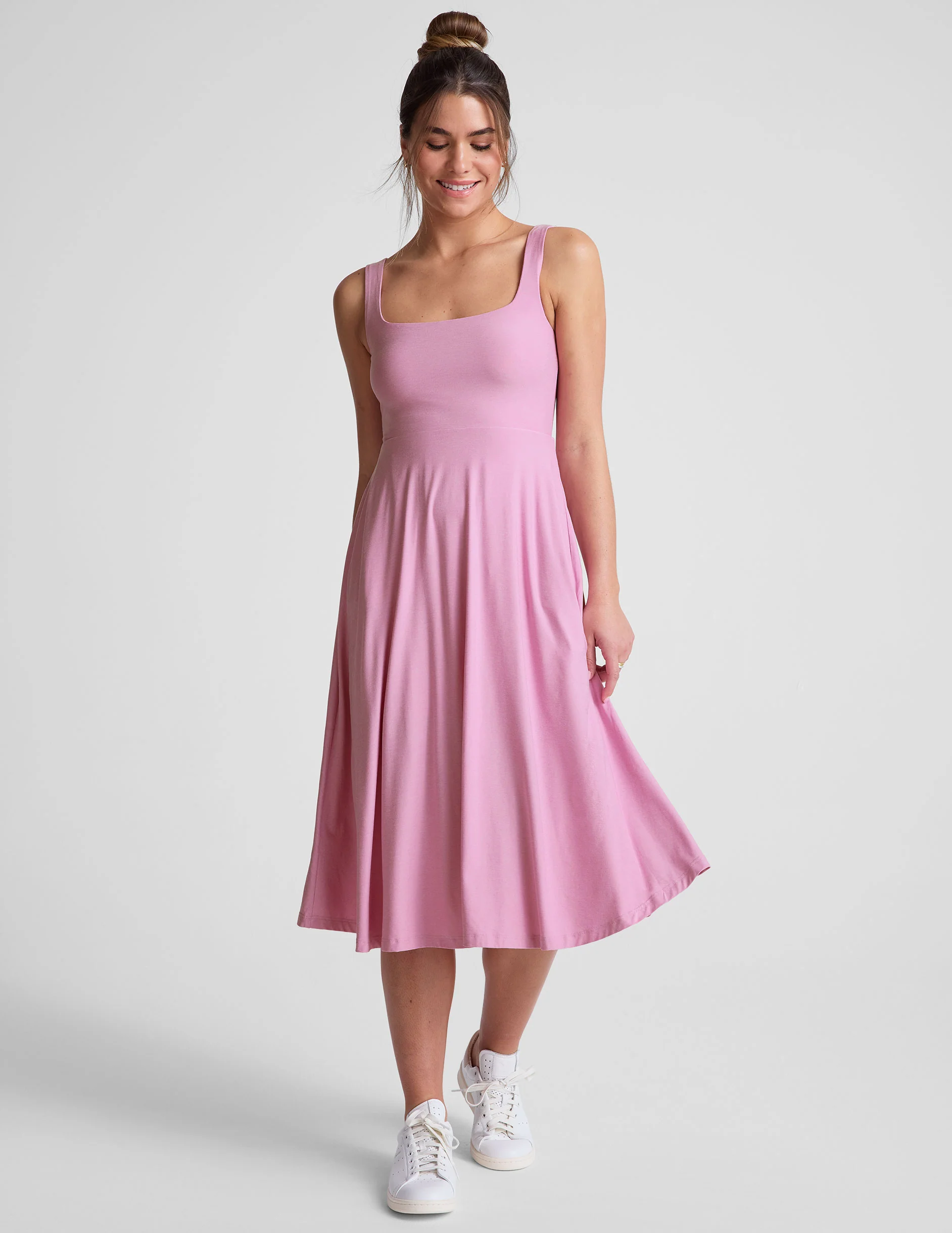 Featherweight At The Ready Square Neck Dress - Onhollan