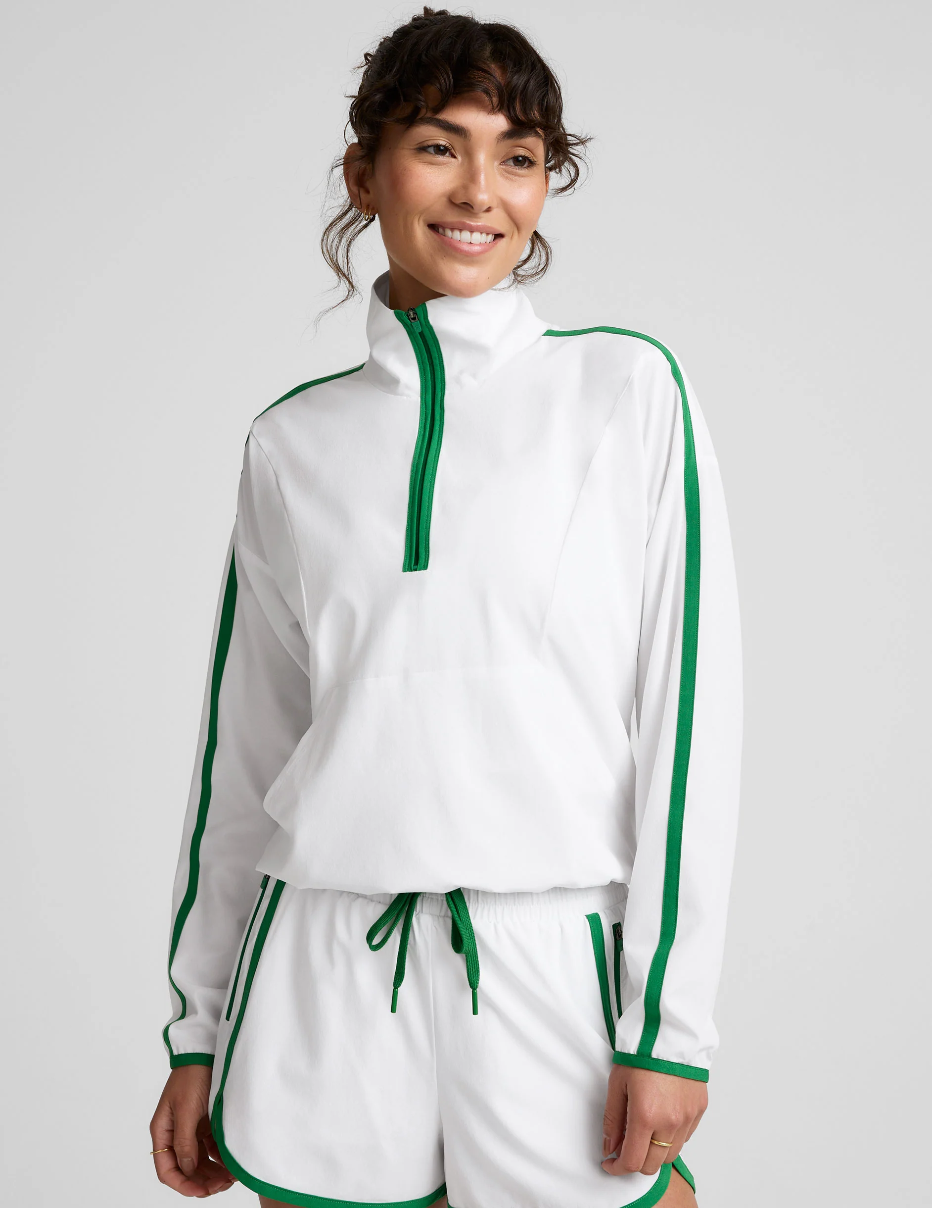 Stretch Woven Course Contrast Half Zip Pullover - Onhollan