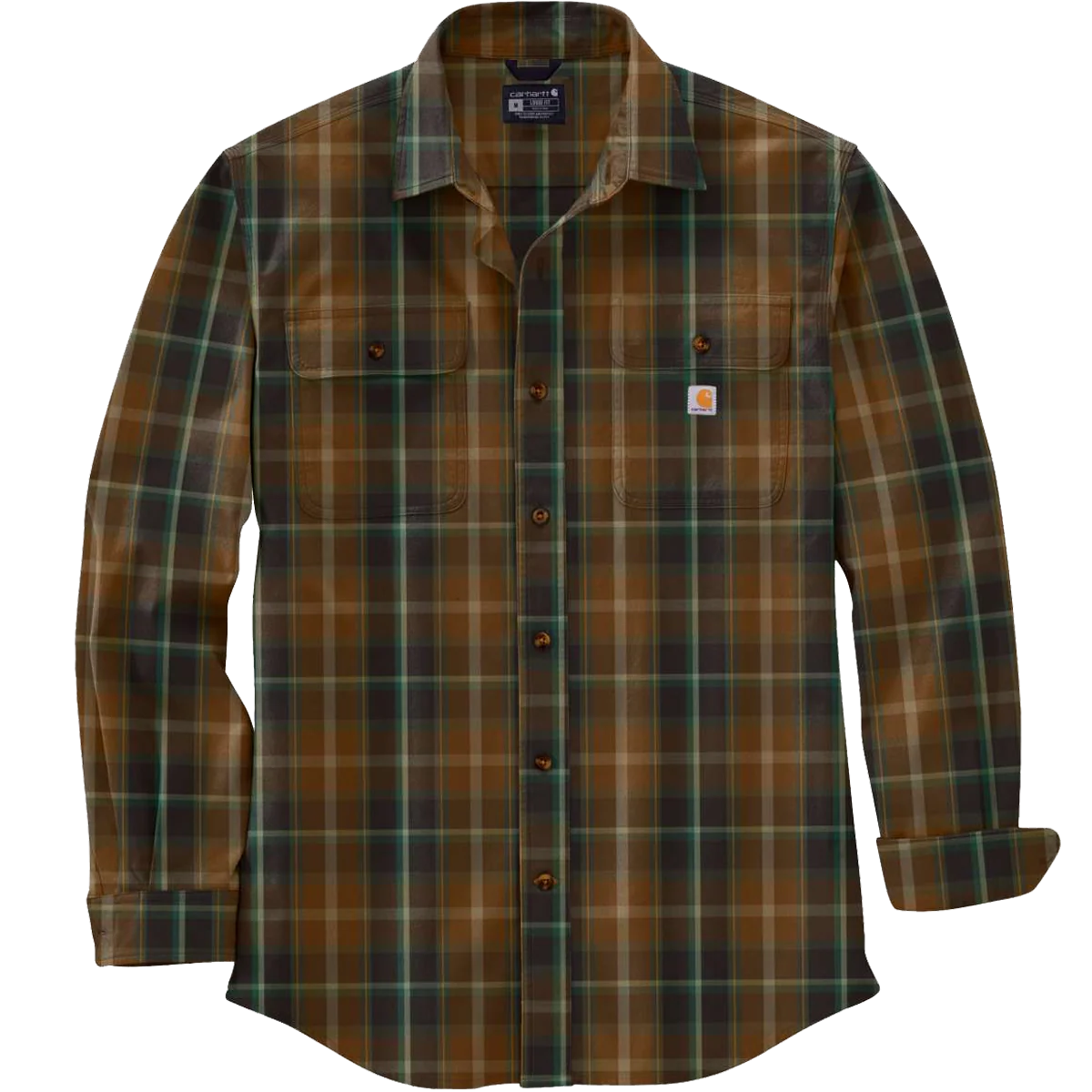 Men's Loose Fit Heavyweight Flannel Long Sleeve Plaid Shirt - Onhollan