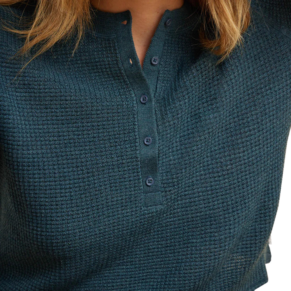 Women's Well Worn Thermal Long Sleeve Henley - Onhollan