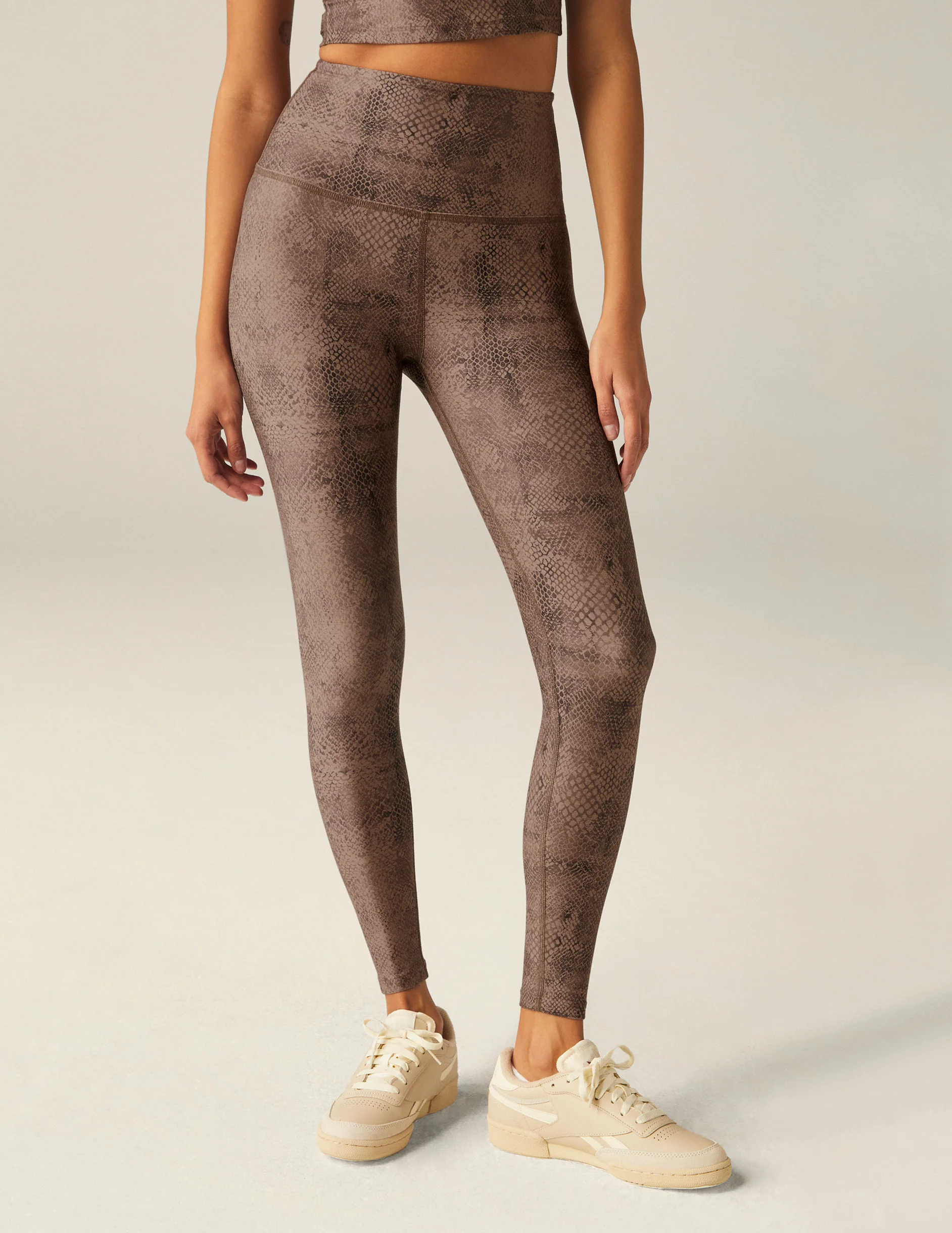 Neutral Snakeskin SoftMark High Waisted Midi Legging - Onhollan
