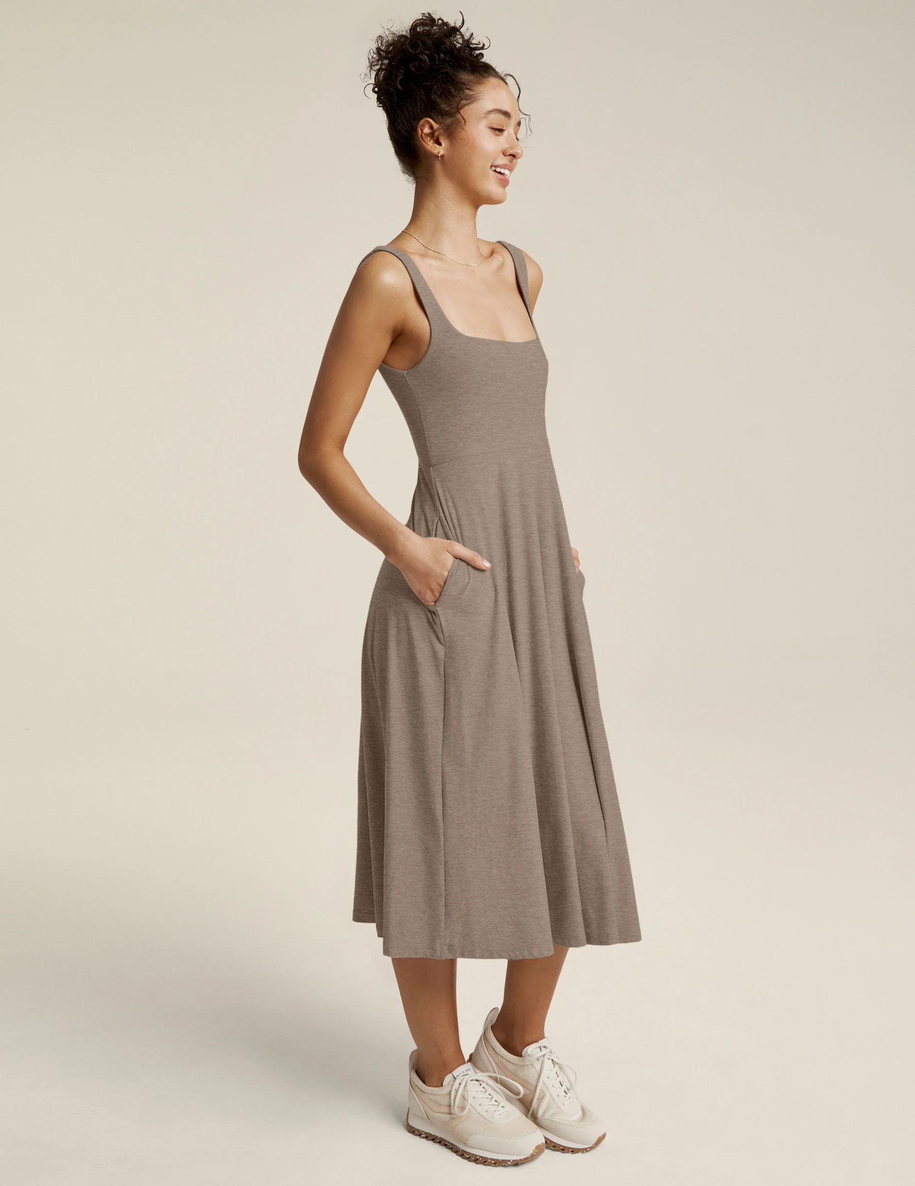 Featherweight At The Ready Square Neck Dress - Onhollan
