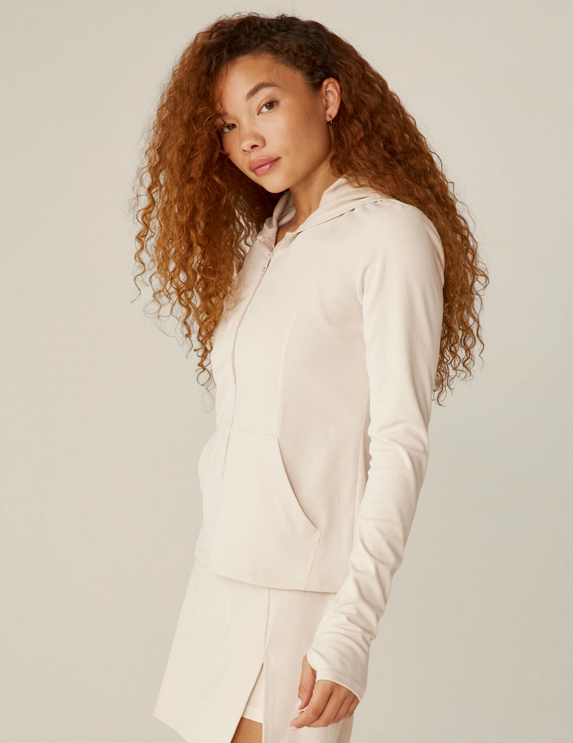 Heather Rib Morning Jog Hoodie - Onhollan