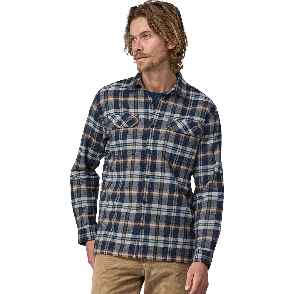 Men's Long Sleeve Organic Cotton Fjord Flannel Shirt - Onhollan