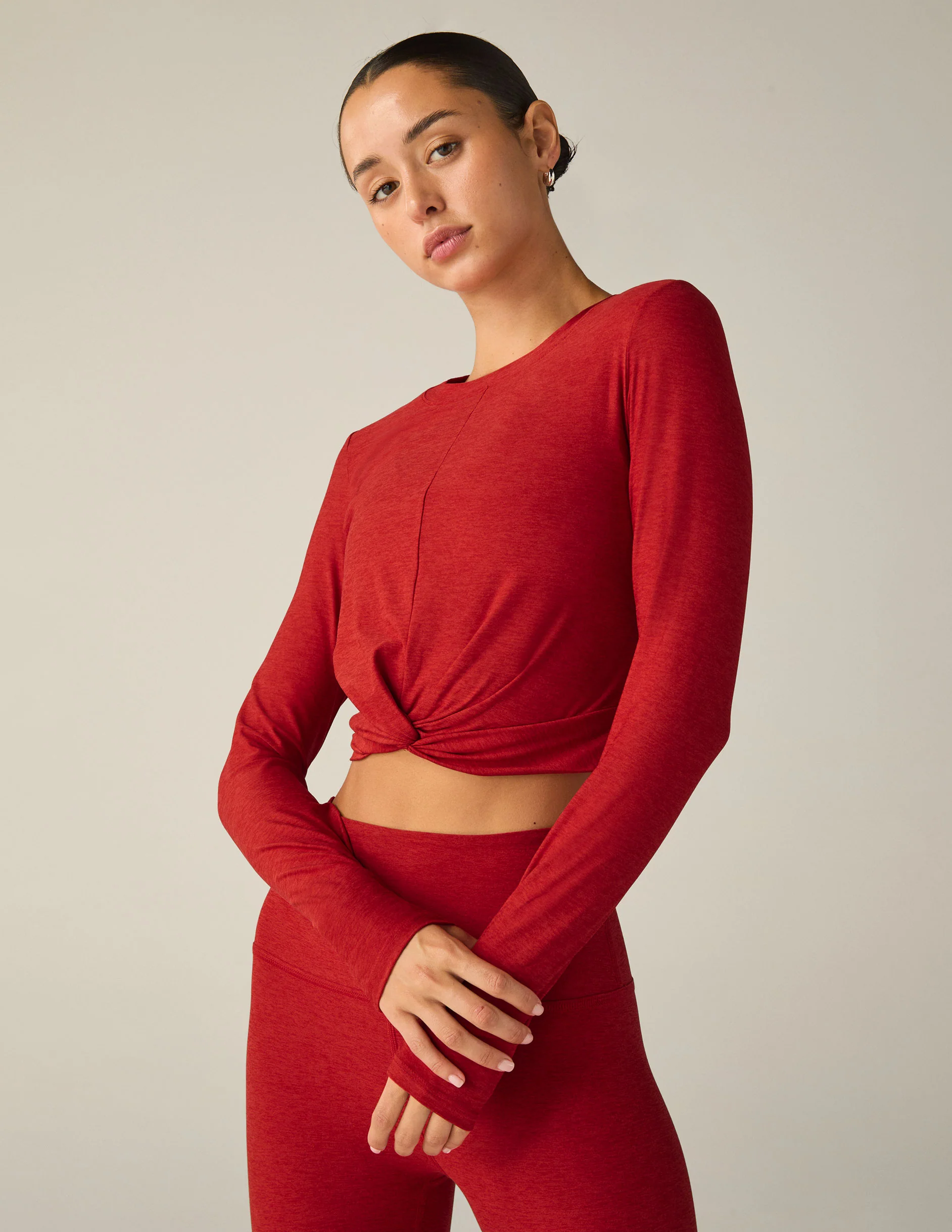 Featherweight Center Stage Cropped Long Sleeve Pullover - Onhollan